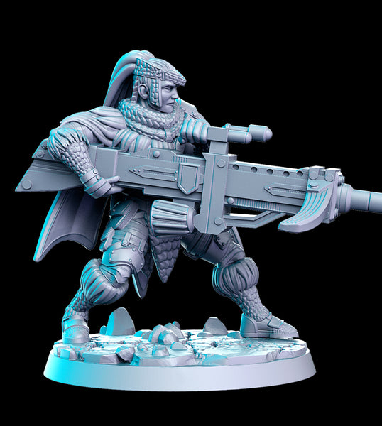 Muacaitl (modern tribal monster-hunter) Monster Hunters 3D Printed Miniature