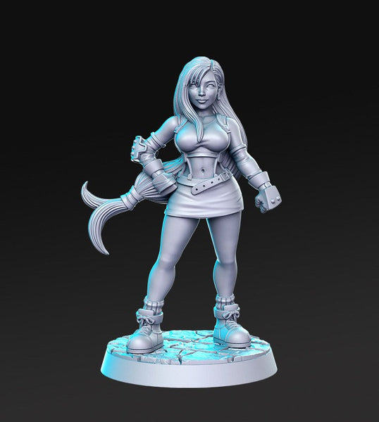 Tifa Lockhart Final Fantasy 7 3D Printed Miniature 40mm Miniature, Warhammer, D&D