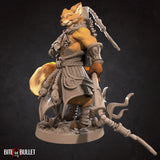 Foxfolk Monk (2 Versions) 3D Printed Miniature 32mm